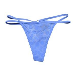 Victoria's Secret PINK Flocked Floral Strappy Thong Panty Blue Size Large